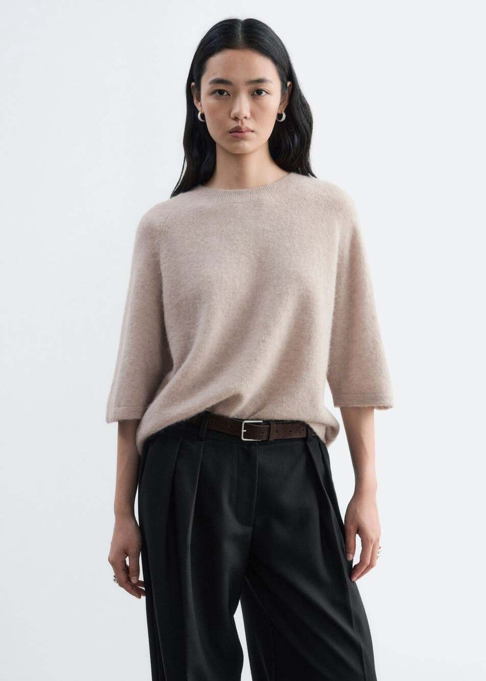 & Other Stories Alpaca Blend Knitted Top Oatmeal Beige Sweater Small